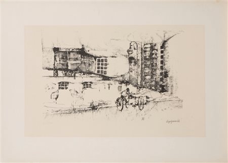 Renzo Vespignani (Roma 1924-2001)  - Periferia, 1964