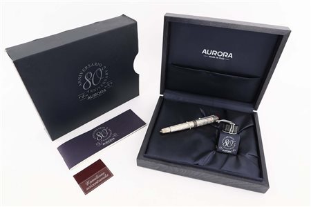 Aurora 80° Anniversario - Penna stilografica in argento 925/000 guilloché e...