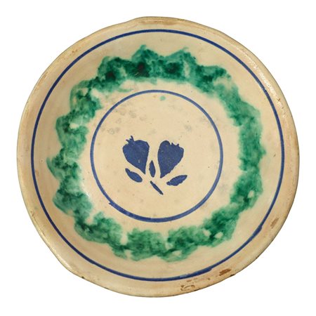 Piatto in ceramica di Caltagirone con decoro spugnato, 20° secolo