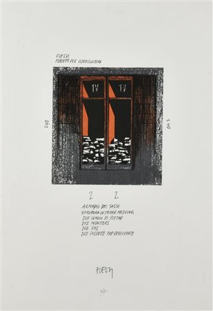 Fabrizio Plessi PROGETTO PER VIDEOSCULTURA serigrafia, cm 50x35; es. 6/80...