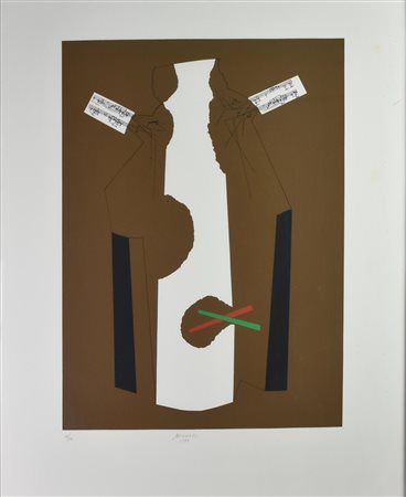 Bruno Munari TEMPERA, 1987 serigrafia, cm 80x60; es. 56/150 firma, data e...