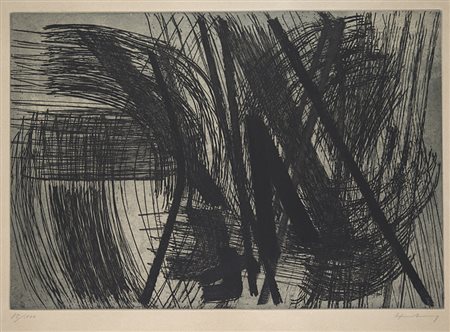 Hans Hartung , Lipsia 1904 , Antibes 1989 "Gravure 10" 1953 incisione, cm...