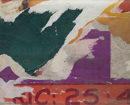 Mimmo Rotella , Catanzaro 1918 , Milano 2006 "Décollage" 1969 carta, cm 25x30...