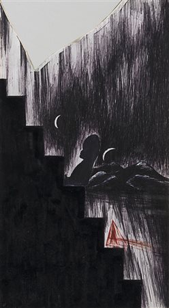 Enzo Cucchi , Morro d'Alba 1949 , "Senza titolo" 1987 tecnica mista, specchio...