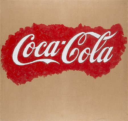 Mario Schifano , Homs 1934 , Roma 1998 "Coca cola" smalto su carta intelata...