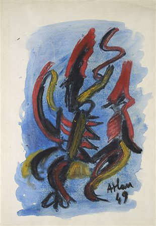 Jean Michel Atlan , Constantine 1913 , 1960 "Senza titolo" 1949 gouache su...