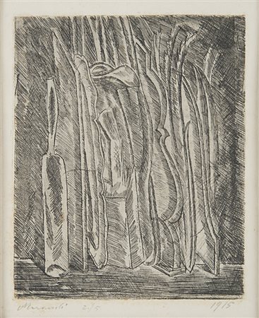 Giorgio Morandi , Bologna 1890 , 1964 "Natura morta con bottiglia e brocca"...