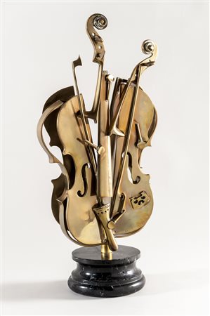 Arman , Nizza 1928 , New York 2005 "Violon découpé" bronzo dorato, h cm 62...