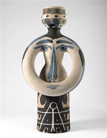 Pablo Picasso , Malaga 1881 , Mougins 1973 "Lampe femme" vaso in ceramica, h...