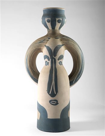 Pablo Picasso , Malaga 1881 , Mougins 1973 "Lampe femme" vaso in ceramica, h...