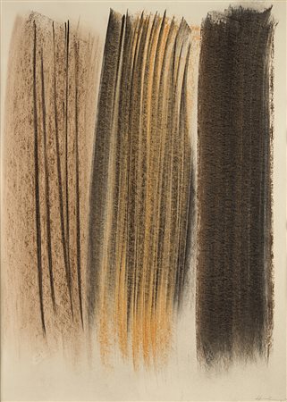 Hans Hartung , Lipsia 1904 , Antibes 1989 "P1959-8" 1959 pastelli e matita su...