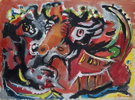 Edouard Pignon , Bully-Les-Mines 1905 , 1993 "Tête de guerrier (rouge)" 1968...