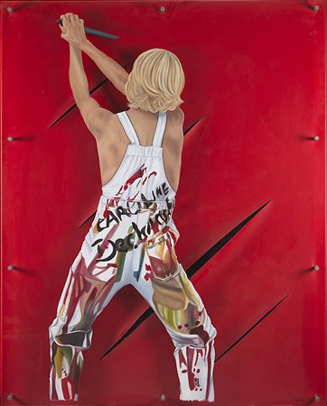 Caroline Dechamby , Uthecht 1964 , "Rouge déchiré 4 fois" 2008 olio su tela e...