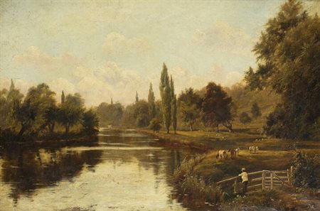 PITTORE INGLESE DELL'800<BR>"The Thames at Shiplake"