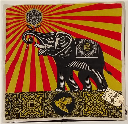 OBEY Carolina del Sud (Stati Uniti) 1970 Peace Elephant Off set su tessuto...