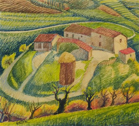 Gerardo Dottori (Perugia, 1884 - Perugia, 1977) Paesaggio rurale Anni '30...