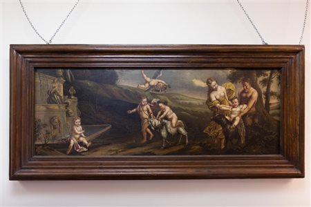 Allegoria con putti, XVIII secolo Olio su tela 190x85 cm Scuola romana