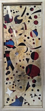 Dipinto su specchio Lam Lee, Omaggio a Mirò, le Costellazioni, 114x43 cm In...