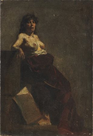 Federico Faruffini (Attribuito)

"La modella" 
olio su tela (cm 39x27)
al retro: