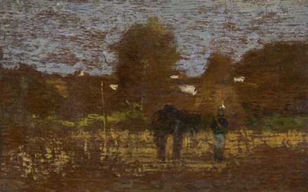 Giovanni Fattori "Soldato appiedato nel paesaggio" 
olio su tavoletta (cm 8,5x13