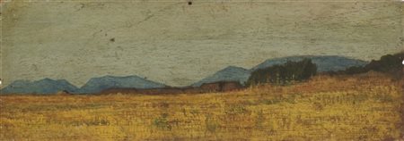 Giovanni Fattori "Campo toscano" 
olio su tavoletta (cm 9x26)
firmato in basso a