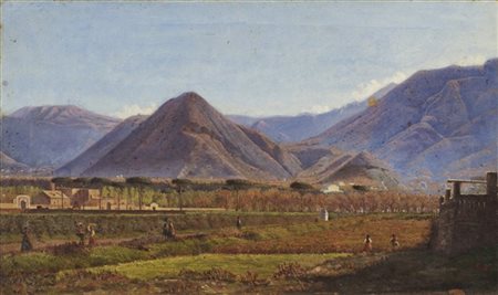 Errico Gaeta "Lavori nei campi" 
olio su tela (cm 34x56,5)
monogrammato in basso