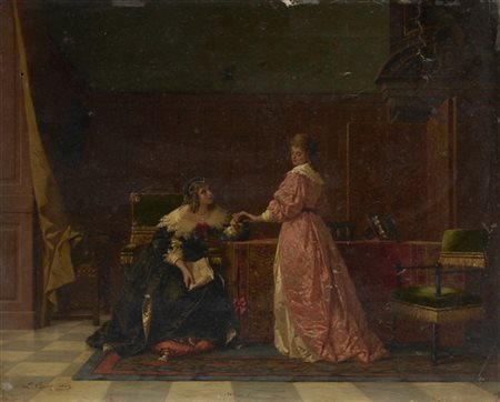 Luigi Crosio "Interno con signore" 1868
olio su tavola (cm 32x40)
firmato e data