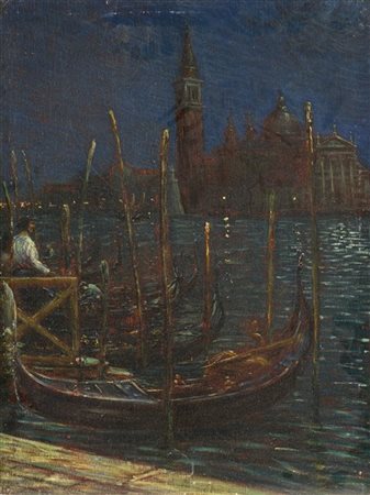 Angelo Dall'Oca Bianca "San Giorgio Maggiore dal traghetto sul molo" Venezia
oli