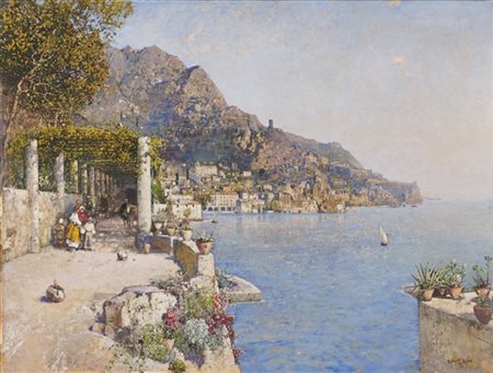 Robert Russ "Aus der Bucht der Sorrent" 
olio su tela (cm 76x100)
firmato in bas