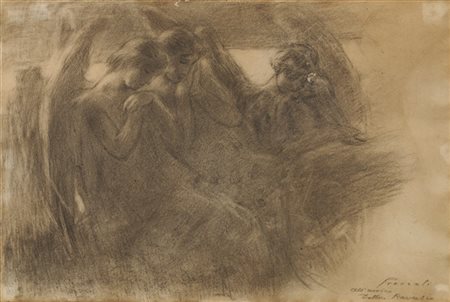 Gaetano Previati "Studio per angeli della
Maternità" 
carboncino su carta (cm 29