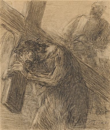 Gaetano Previati "Studio per Via Crucis - Stazione II - Cristo caricato della Cr