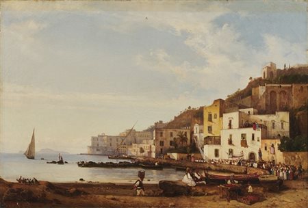 Giacinto Gigante "Napoli, una processione a Mergellina" 1839
olio su tela (cm 57