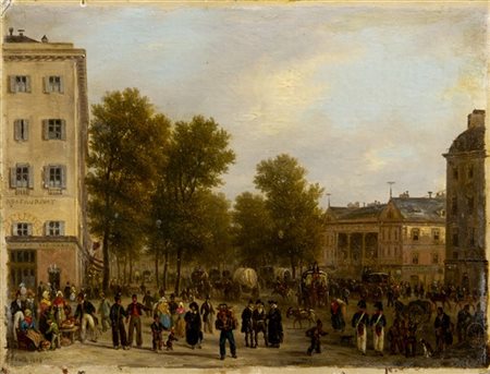 Carlo Canella "Les bains chinois, Boulevard des Italiens. Parigi" 1826
olio su c