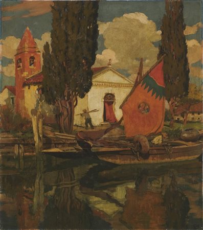 Vittore Zanetti Zilla "Chiesetta sull'acqua, Santa Rosa" 1933
olio su compensato