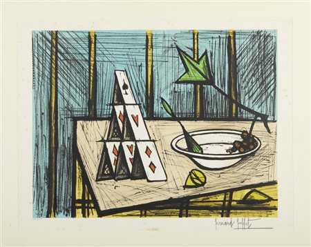 BUFFET BERNARD (1928 - 1999) - NATURE MORTE AUX CARTES.