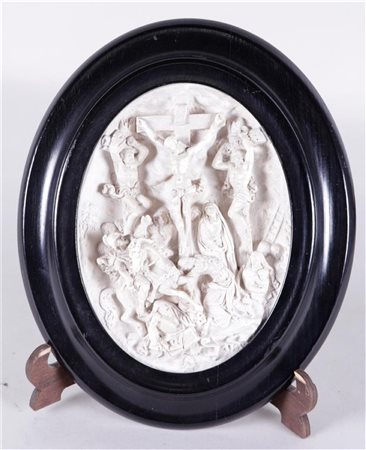 A meerschaum plaque, crossing of Jesus at the Calvary Mount skull site....