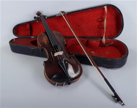 An 18th century violin, restored back, cased, maker unknown.