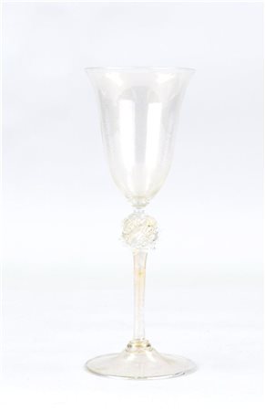 Murano Wine Glass transparent/gold with certificate