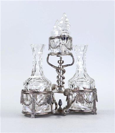 A silver oil and vinegar set. Amsterdam hallmark jrl.S = 1777, Mst. Hendrik...