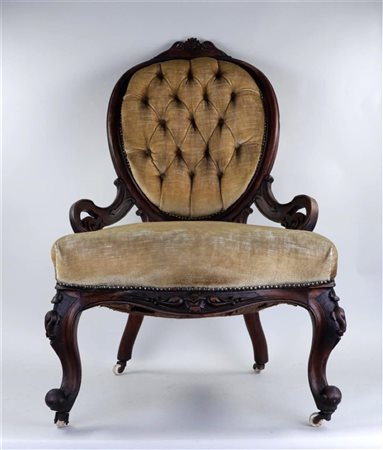 Biedemijer knitting chair with velvet upholstery. 19th century.