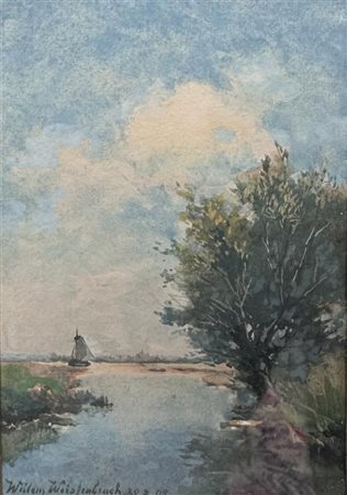 Willem Johannes Weissenbruch (1864 - 1941), A river landscape with a...