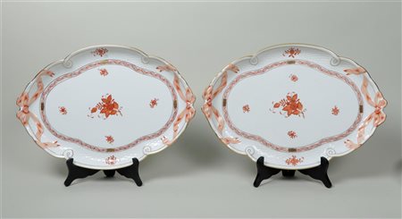 Two porcelain serving dishes in Apponyi orange decor. Herend, 20th...