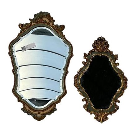 A lot of two oval mirrors, facet cut.H. 68 & 52 cm.