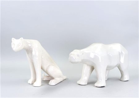 A lot consisting of (2) L & V Ceram shaped pieces representing a polar bear,...