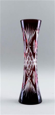 A large crystal partly red Val Saint Labert vase. Belgium, 20th century.H. 37...