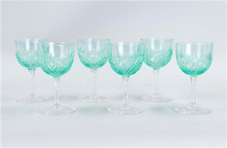 A set of six uranium wine glasses.