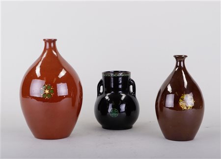 A lot consisting of two bottle vases and an amphora vase, Chris van der Heof...