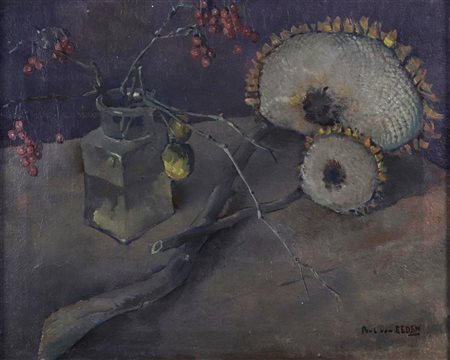 Paul van Eeden (Kediri 1907 -The Hague1996), Still life with sunflowers and...