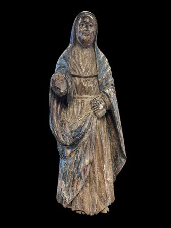 A carved wooden statue of Mary. Philippines, ca 1900. Height: 59 cm.