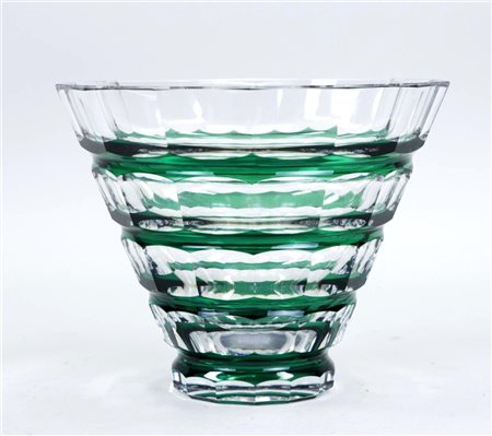 A partly green glass Vail Saint Lambert vase. Belgium, 20th century.16,5 x 20...